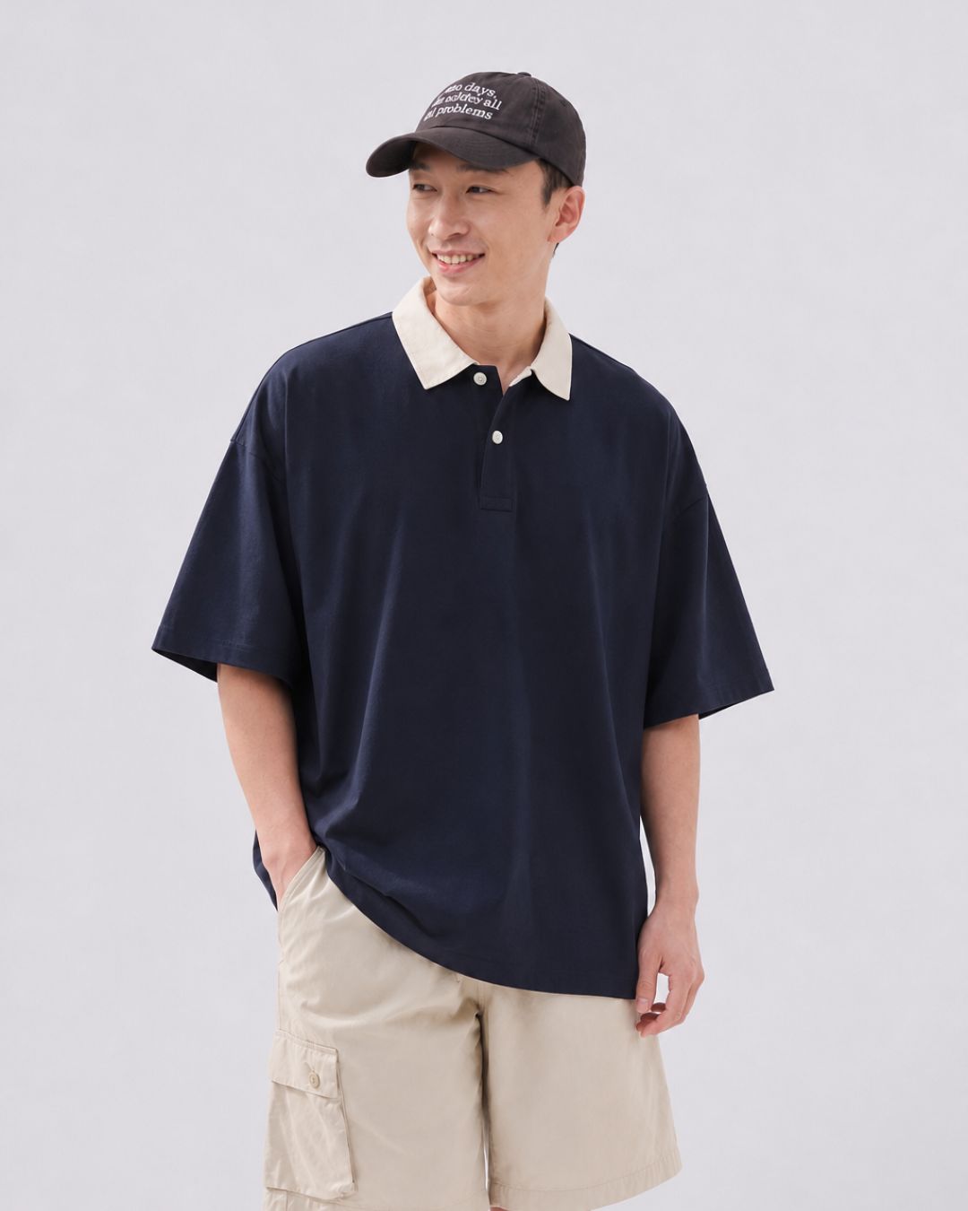 CONTRAST COLLAR POLO SHIRTS W1659
