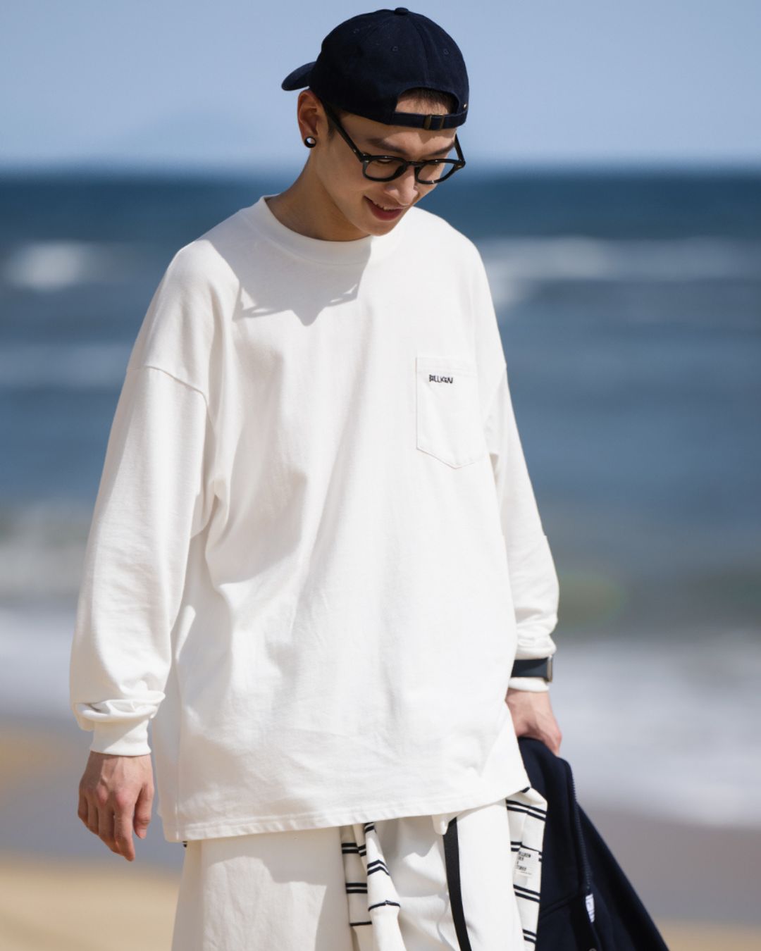 POCKET EMBROIDERY LONG TEE W1495