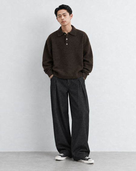 LOOSE TUCK DENIM PANTS W1768