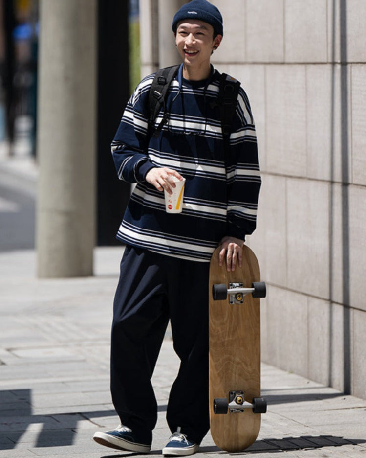 LOOSE BORDER LONG SLEEVE T-SHIRTS W292