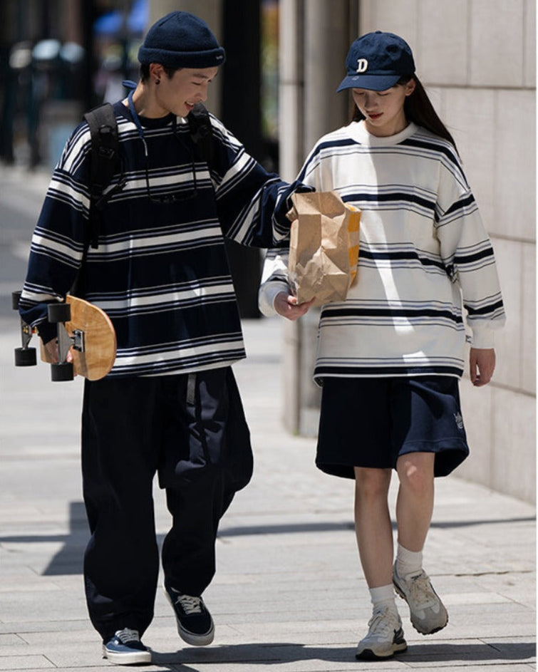 LOOSE BORDER LONG SLEEVE T-SHIRTS W292