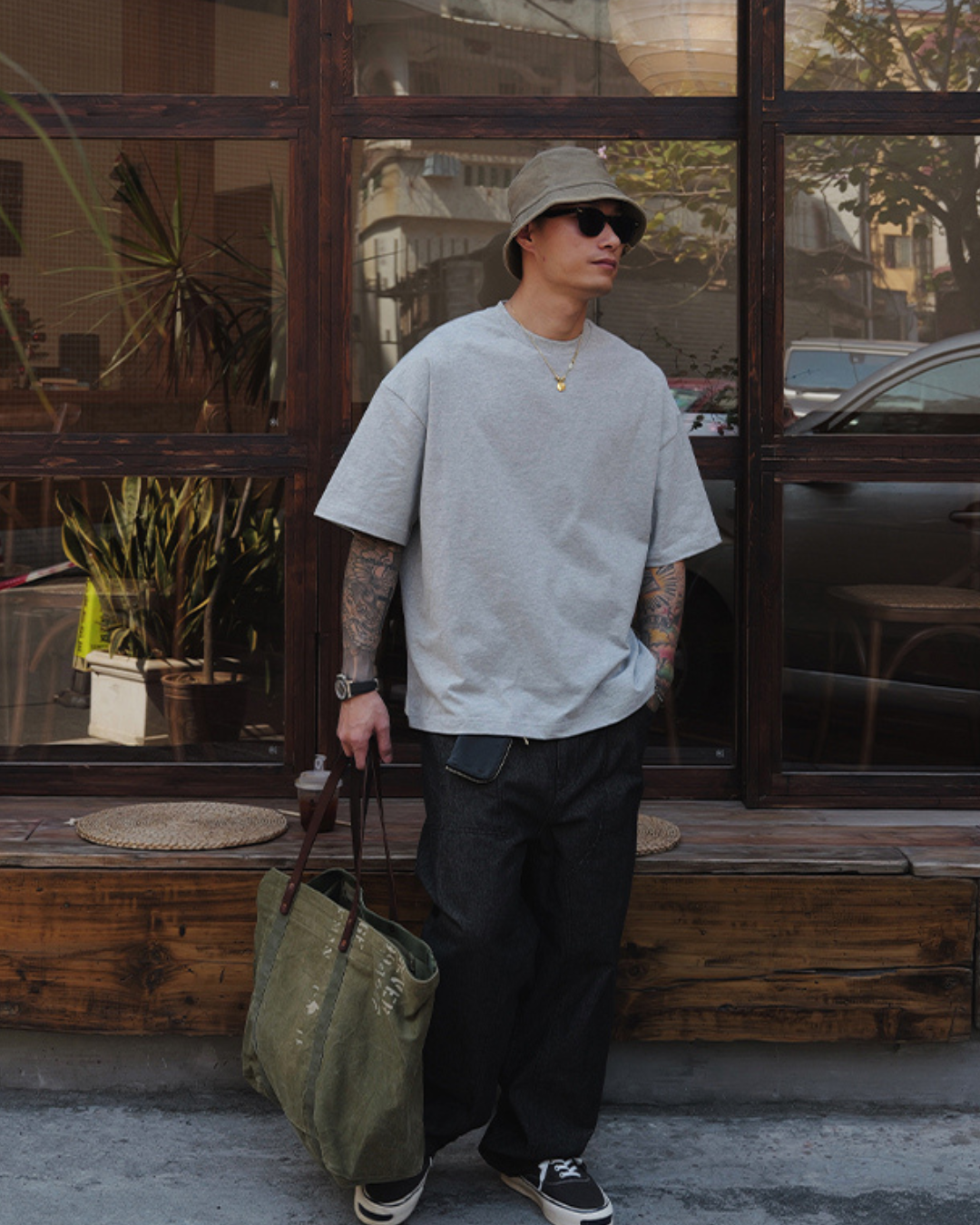 OVERDYED COTTON OVERSIZED T‑SHIRTS W1456