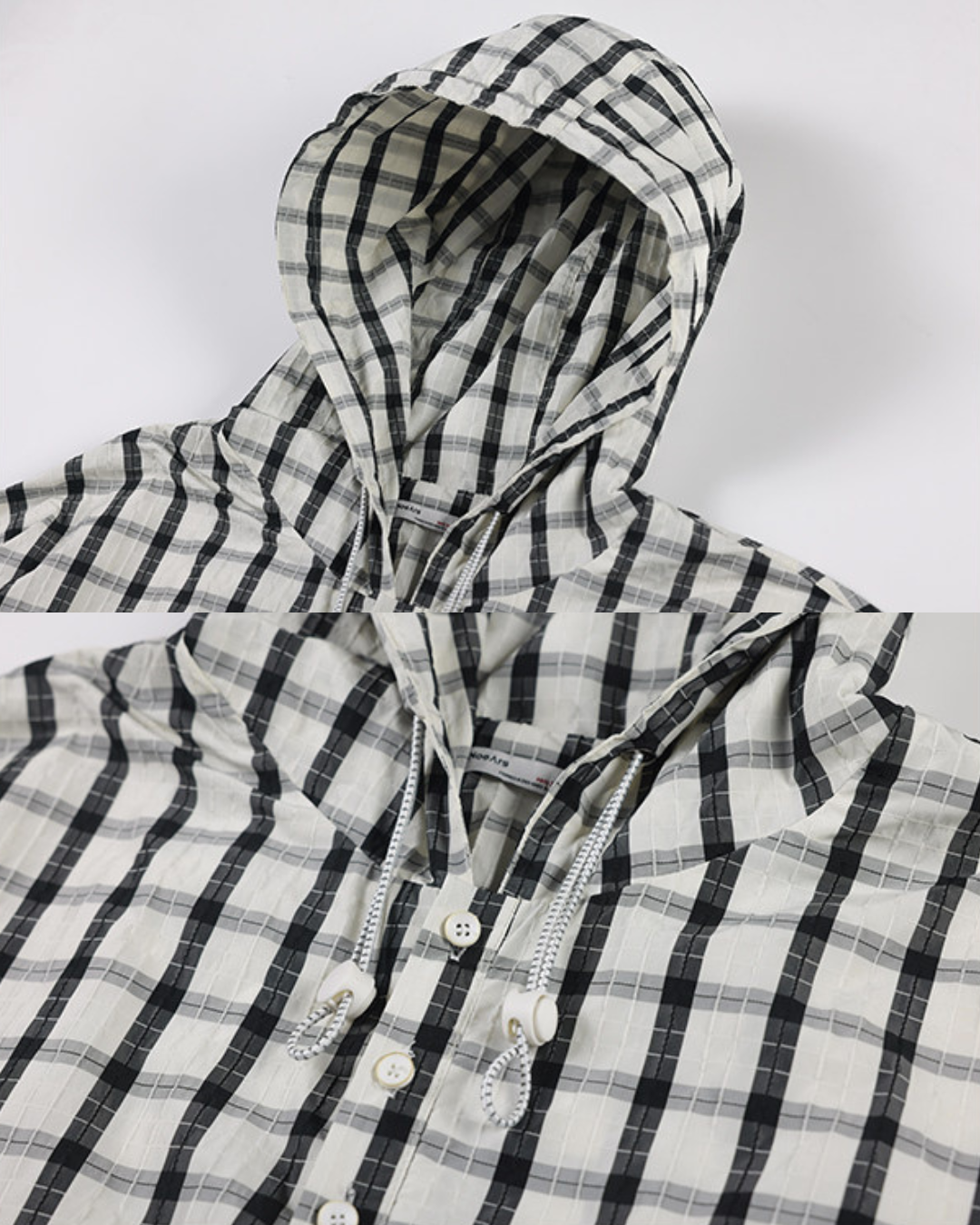 CHECK PATTERN ANORAK HOODIE W1551