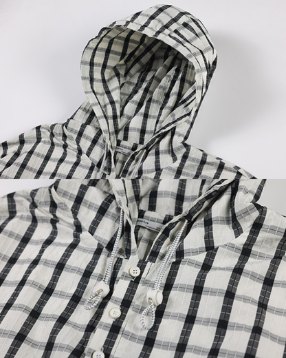 CHECK PATTERN ANORAK HOODIE W1551