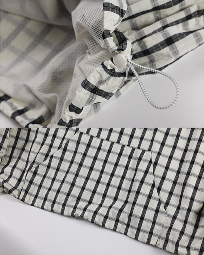 CHECK PATTERN ANORAK HOODIE W1551