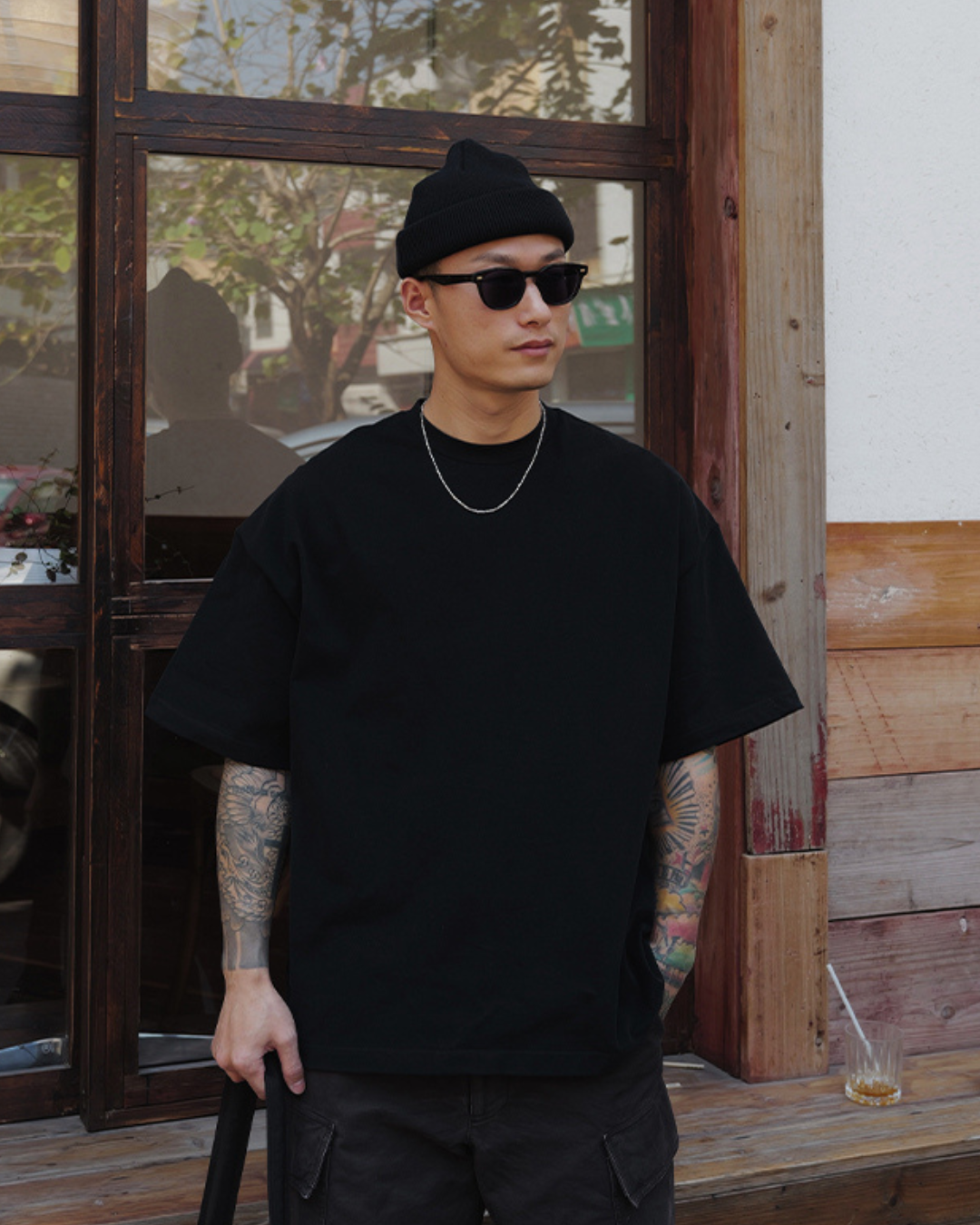 OVERDYED COTTON OVERSIZED T‑SHIRTS W1456