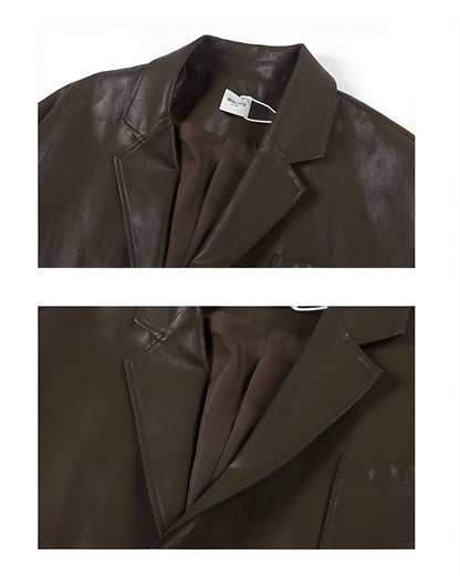 FAUX LEATHER TAILORED JACKET W1553