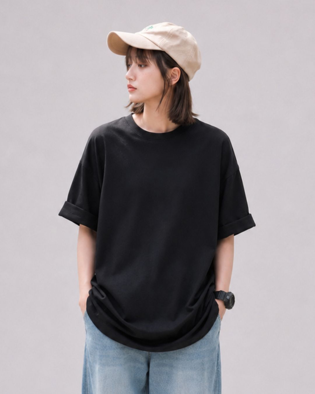 HEAVYWEIGHT LINEN BLEND COTTON T-SHIRT W1183