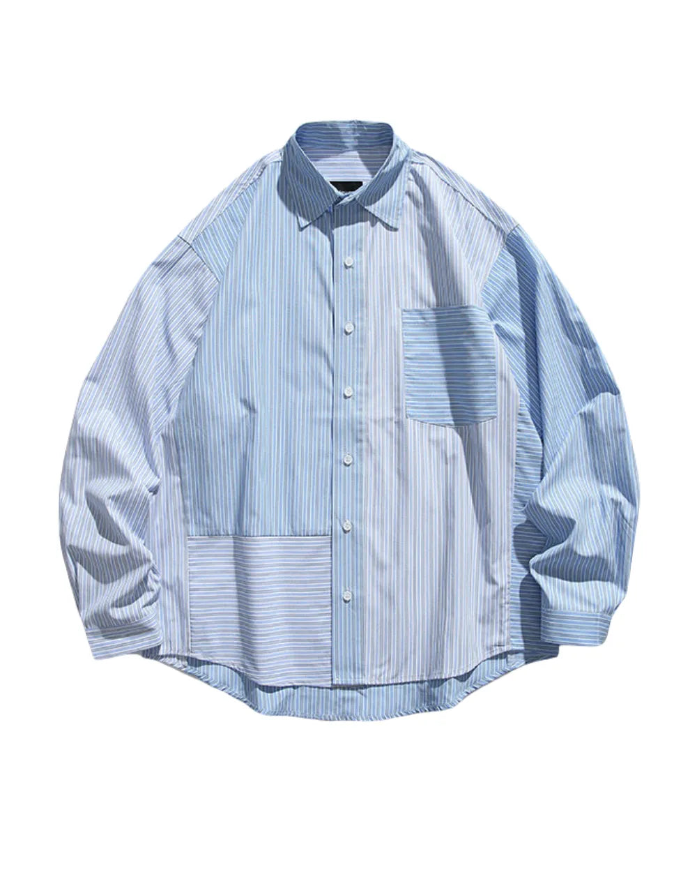STRIPE PATCHWORK LOOSE SHIRTS W1804