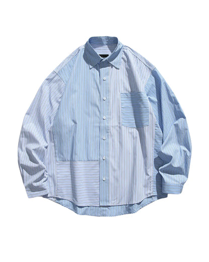 STRIPE PATCHWORK LOOSE SHIRTS W1804