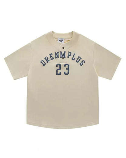 BASEBALL HENLEY NECK PRINT TEE W1686