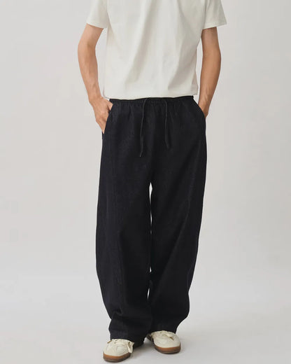 DENIM DRAWSTRING LOOSE PANTS W1692