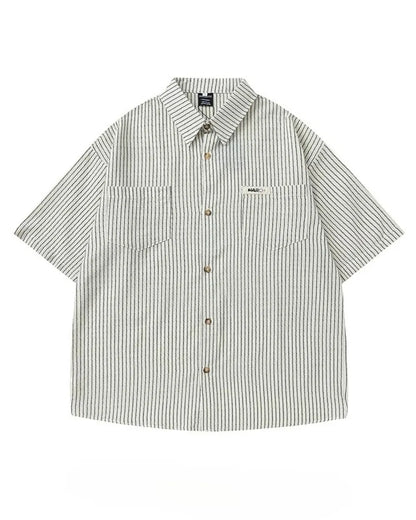 STRIPE LOOSE CASUAL SHIRTS W1734
