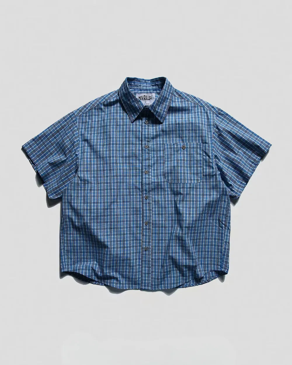 BLUE CHECK LOOSE SHIRTS W1789