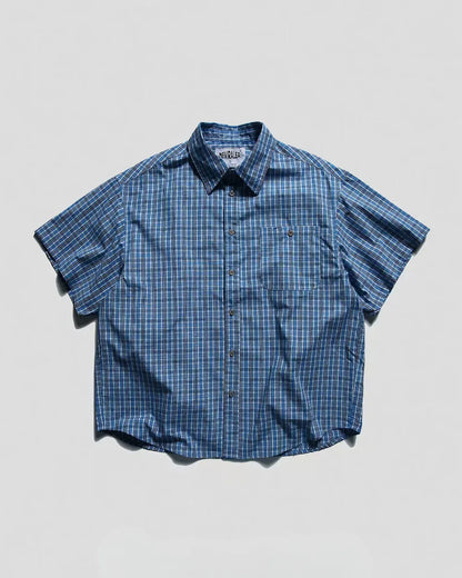 BLUE CHECK LOOSE SHIRTS W1789