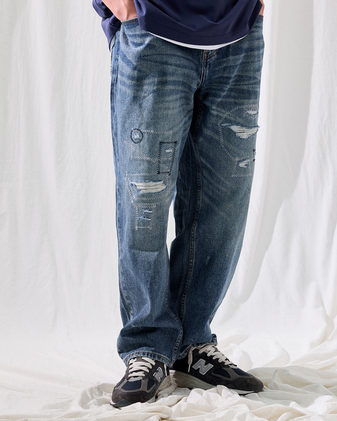 JAPAN FABRIC VINTAGE WASH DENIM PANTS W1453
