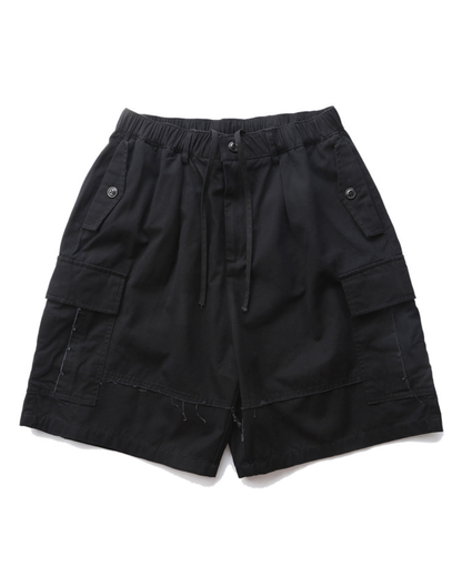 WASHED COTTON CARGO SHORTS W1643