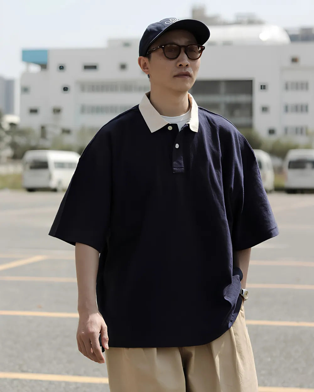 CONTRAST COLLAR POLO SHIRTS W1659