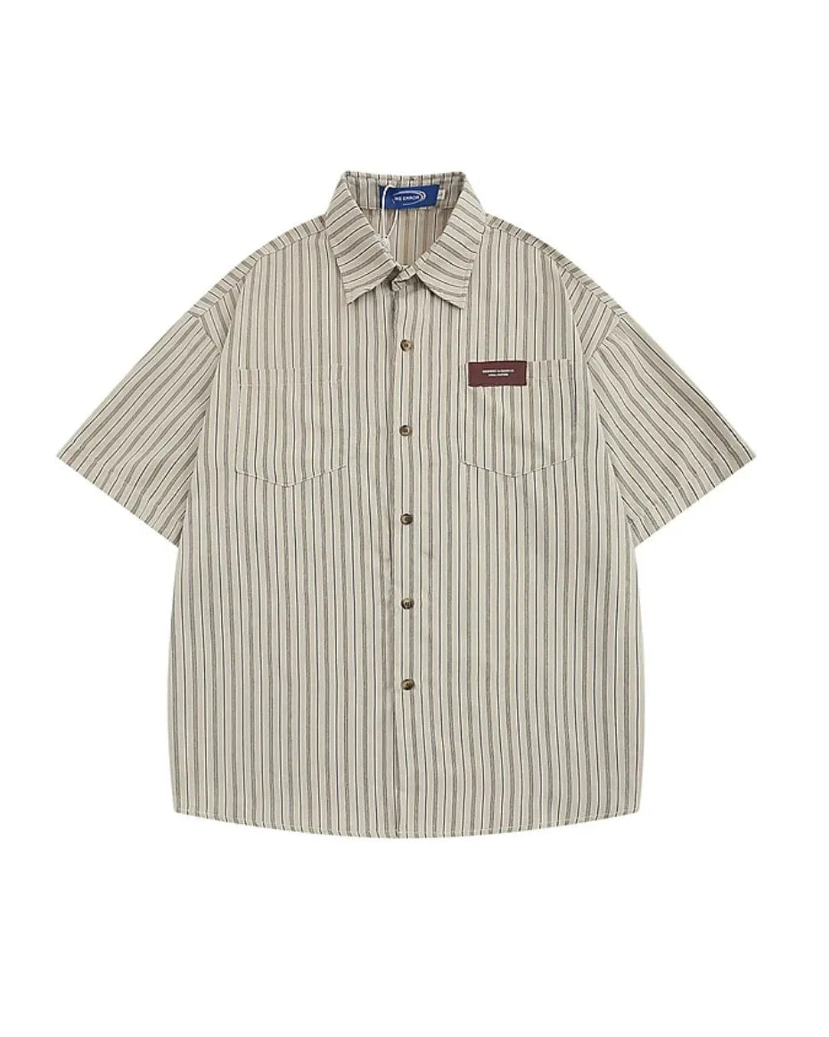 LOGO POCKET STRIPE SHIRTS W1699