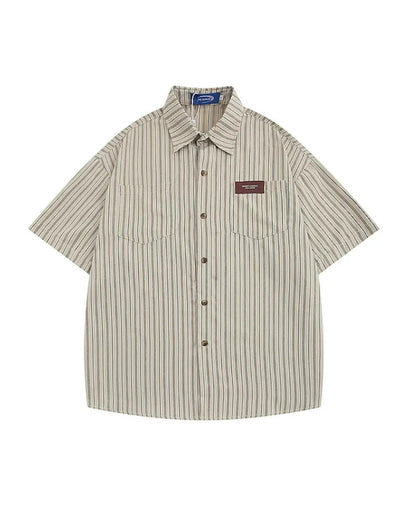 LOGO POCKET STRIPE SHIRTS W1699