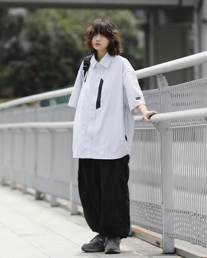 STRIPE SHORT SLEEVE SHIRTS W1754