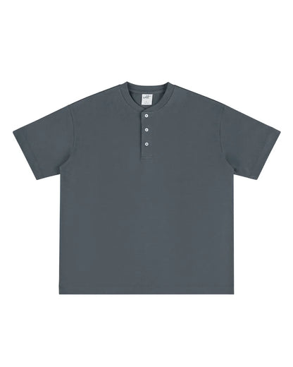 LOOSE HENLEY NECK T‑SHIRTS W1764