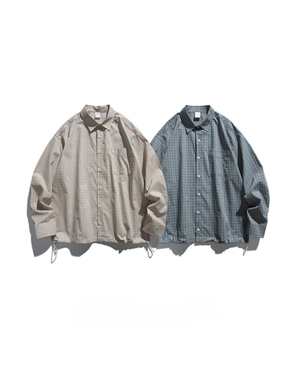CHECKERED DRAWSTRING SHIRTS W1572