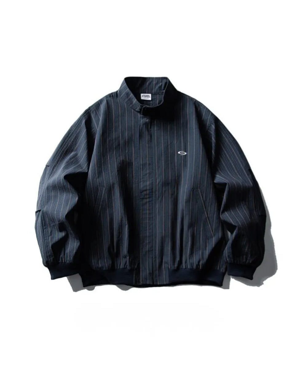 STRIPED STAND COLLAR JACKET W1869