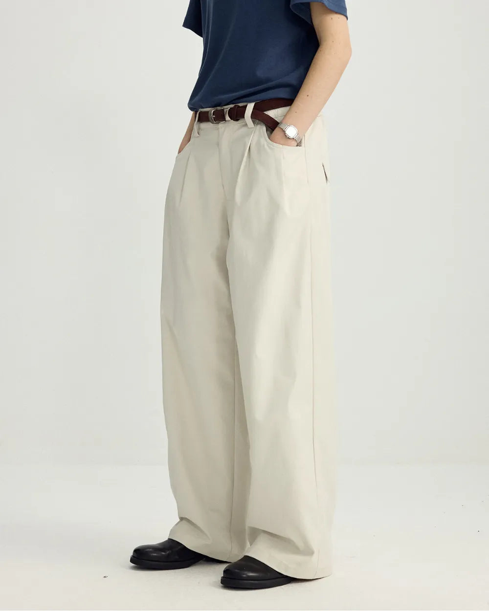 STRAIGHT LOOSE TUCK PANTS W1719