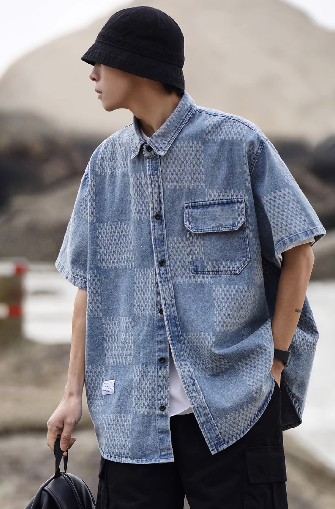 WASHED DENIM SHORT SLEEVE SHIRTS W431