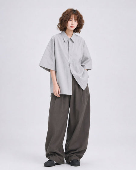 LOOSE WIDE DRAPE PANTS W1758