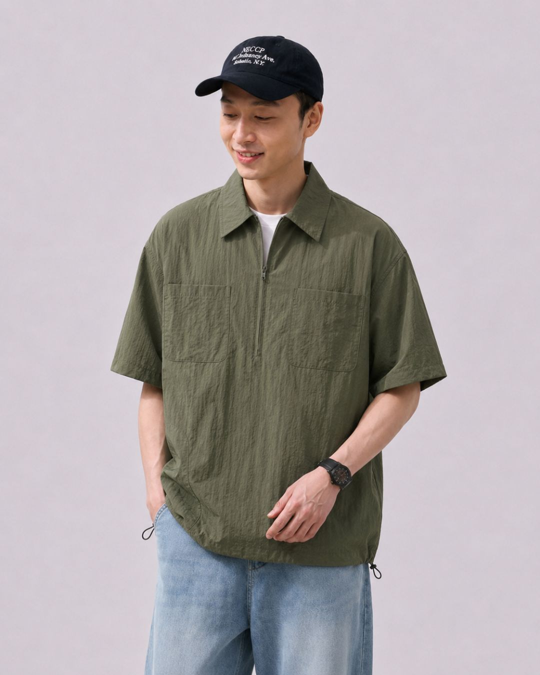 NYLON ZIP PULLOVER W1608