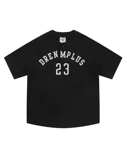 BASEBALL HENLEY NECK PRINT TEE W1686