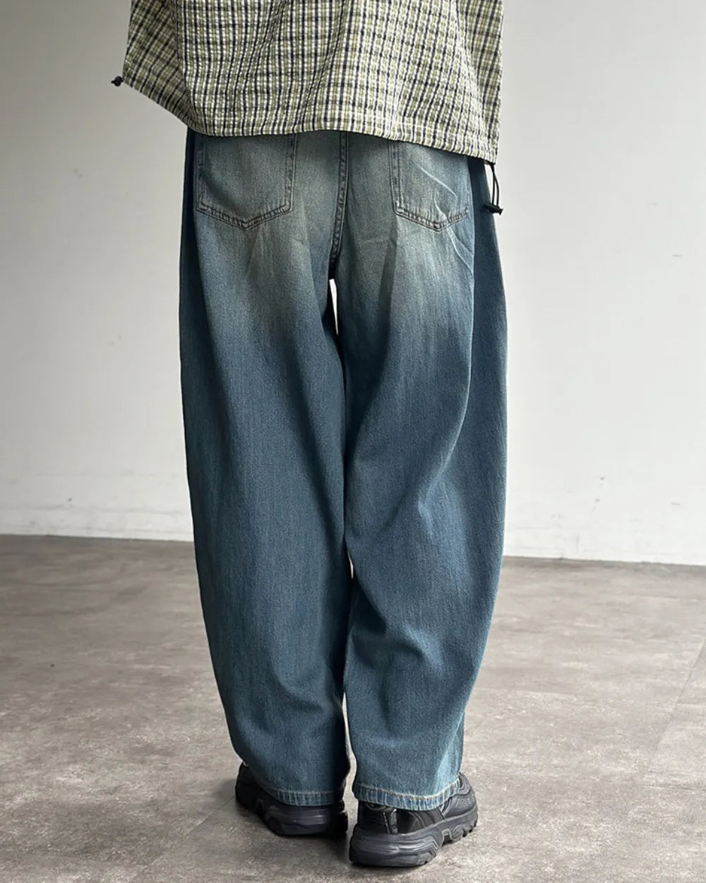 WASHED BLUE WIDE DENIM PANTS W1797