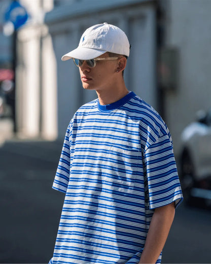 BORDER OVERSIZED POCKET T‑SHIRTS W1747