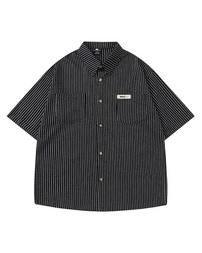 STRIPE LOOSE CASUAL SHIRTS W1734