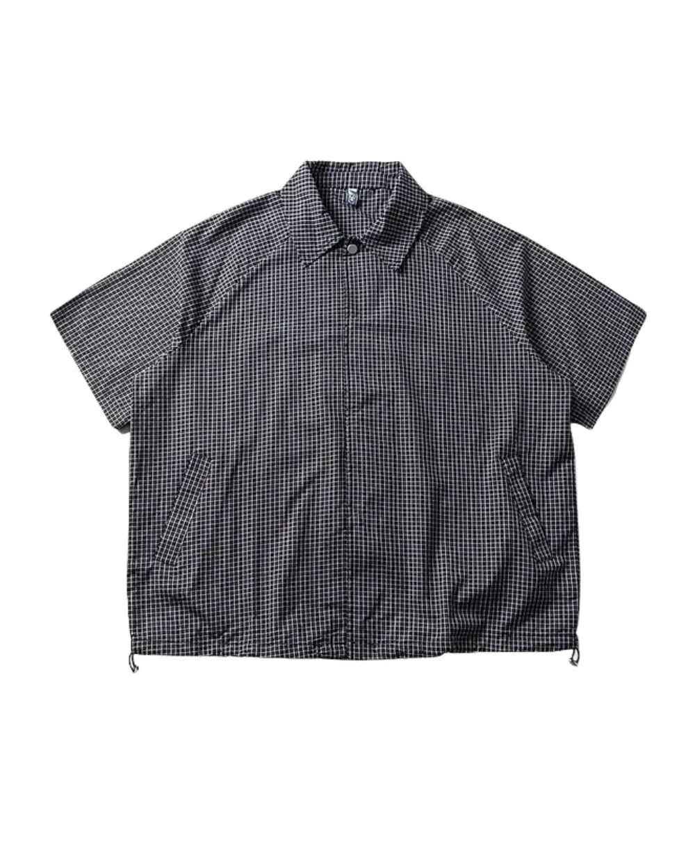 CHECK DRAWSTRING LOOSE SHIRTS W1744