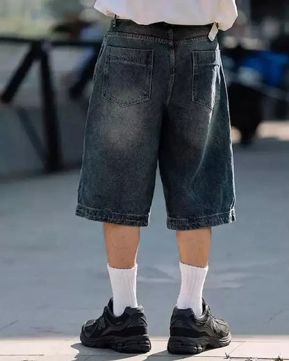 WASHED WIDE DENIM SHORTS W1657