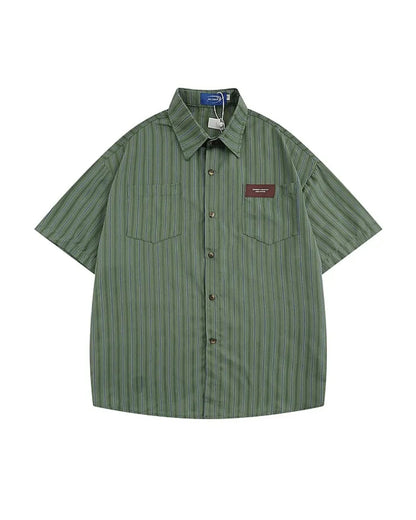 LOGO POCKET STRIPE SHIRTS W1699
