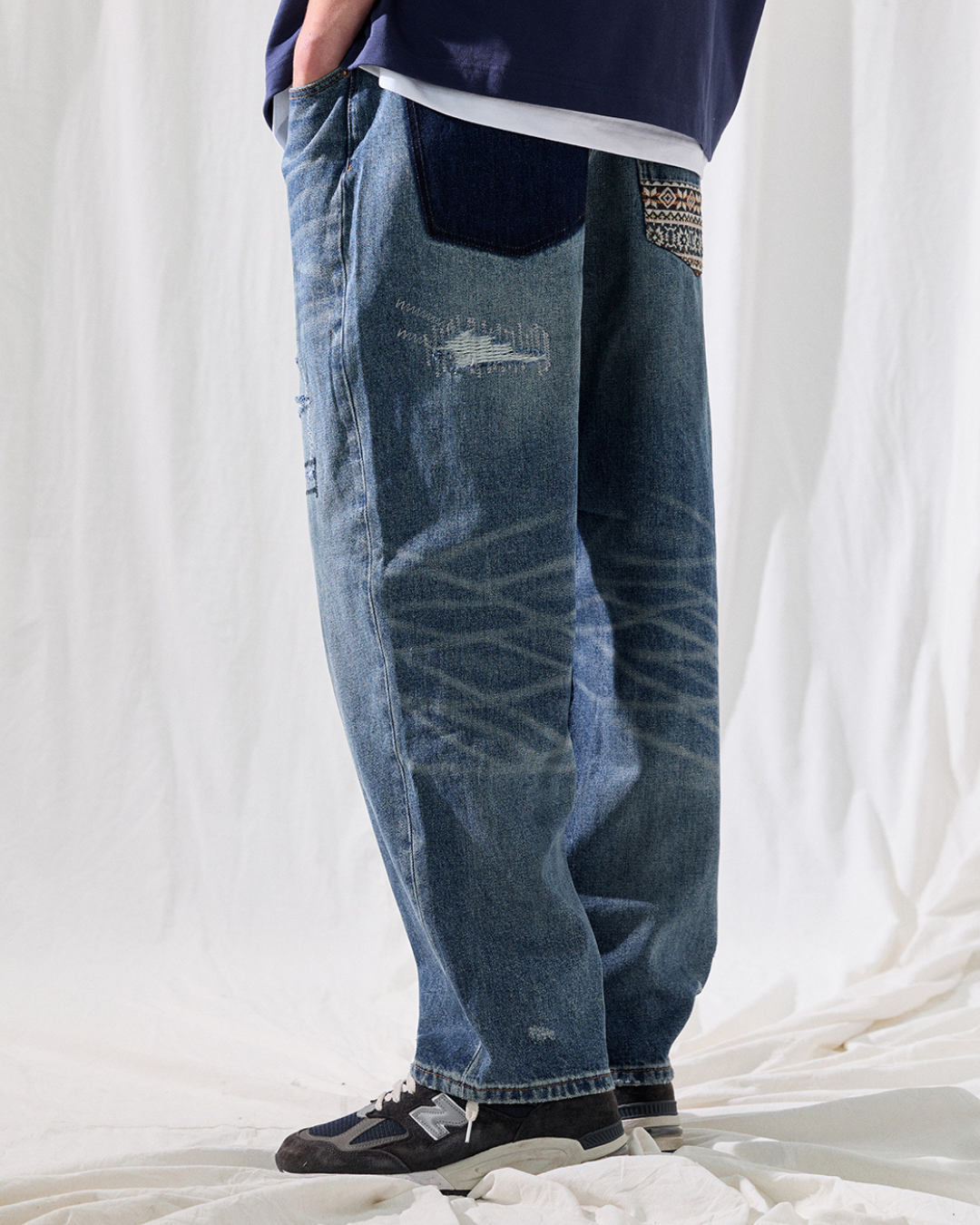 JAPAN FABRIC VINTAGE WASH DENIM PANTS W1453
