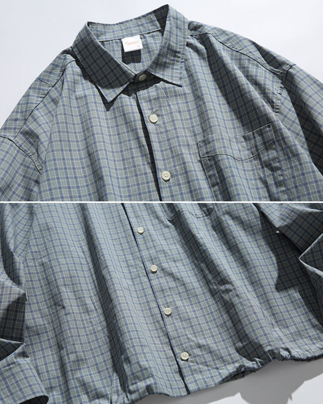 CHECKERED DRAWSTRING SHIRTS W1572