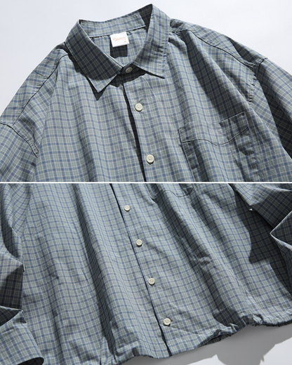 CHECKERED DRAWSTRING SHIRTS W1572