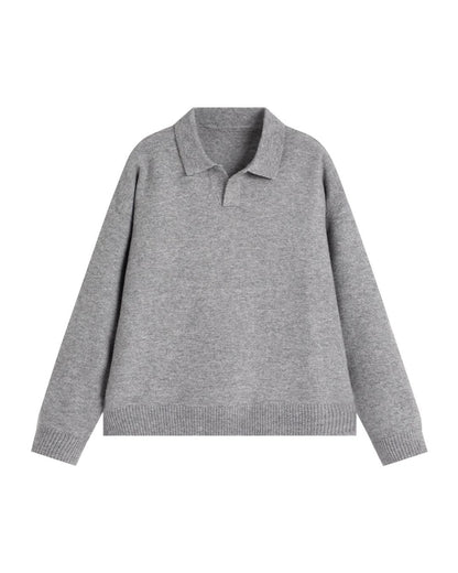 BRUSHED POLO COLLAR RELAXED KNIT W1498