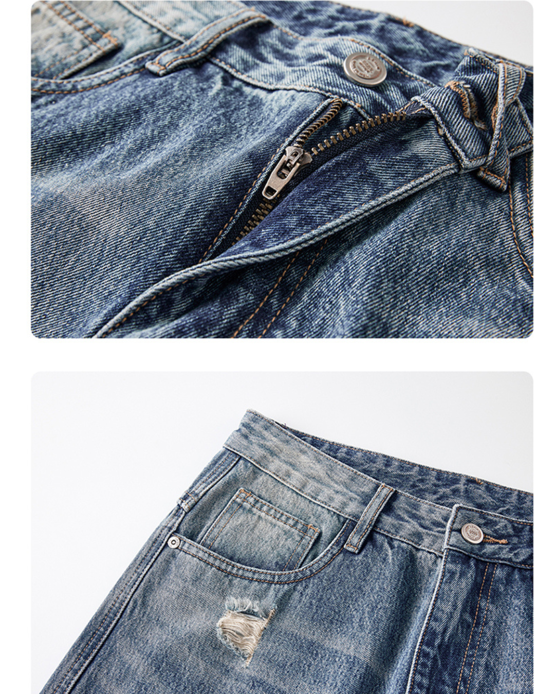 VINTAGE DAMAGE WIDE DENIM CARGO PANTS W1445
