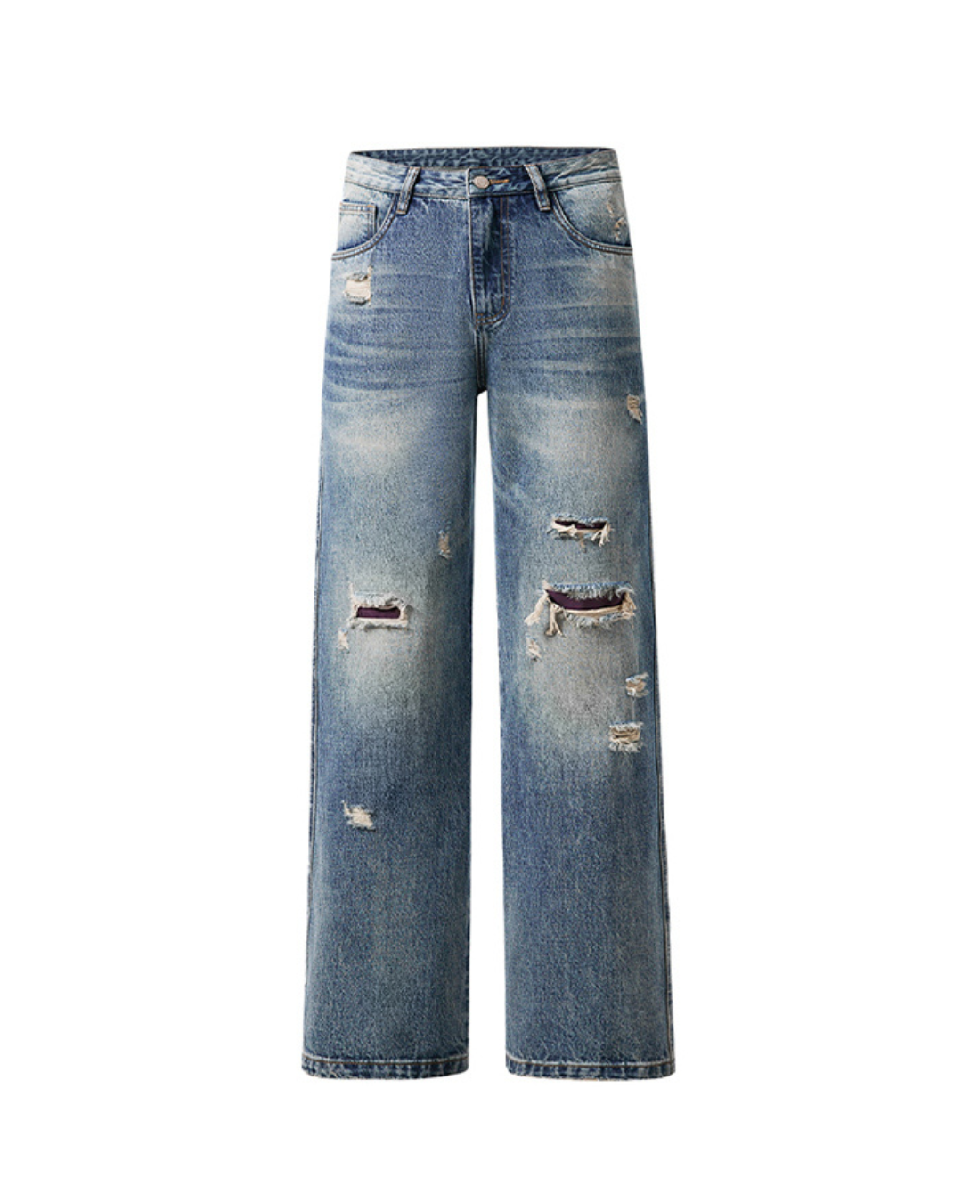 VINTAGE DAMAGE WIDE DENIM CARGO PANTS W1445