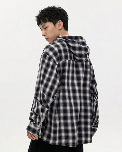 CHECK HOOD SHIRTS W1609