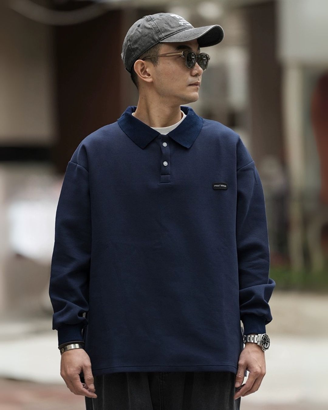 COLLAR HEAVYWEIGHT BASIC LONG TEE W1473