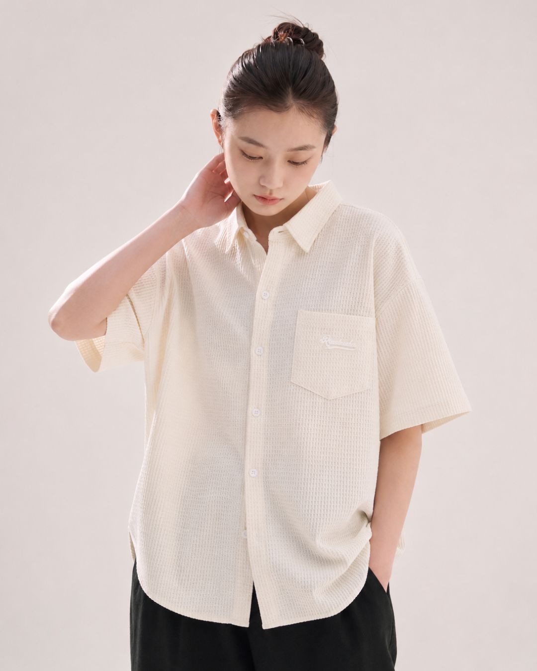 WAFFLE LOOSE SHIRTS W1658