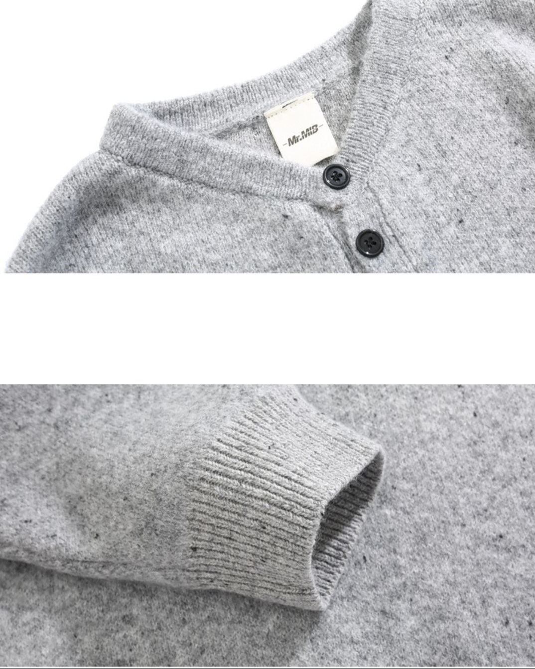 HEATHER HENLEY NECK RELAXED KNIT W1501