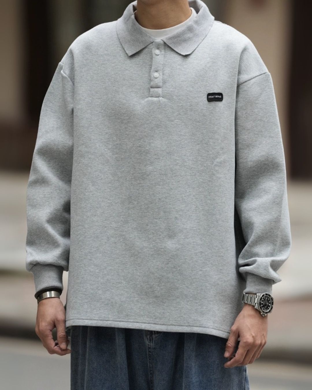 COLLAR HEAVYWEIGHT BASIC LONG TEE W1473